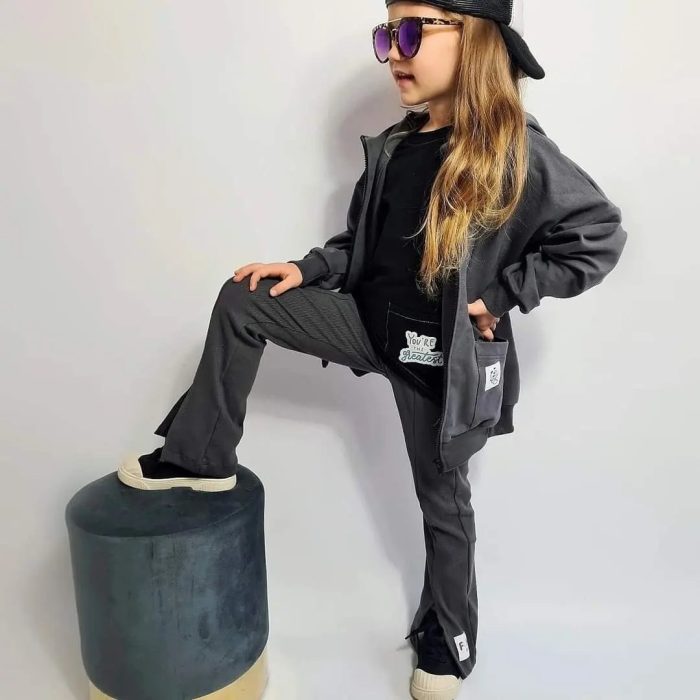 Legginsy prążek z rozcięciem Grey FUNkids