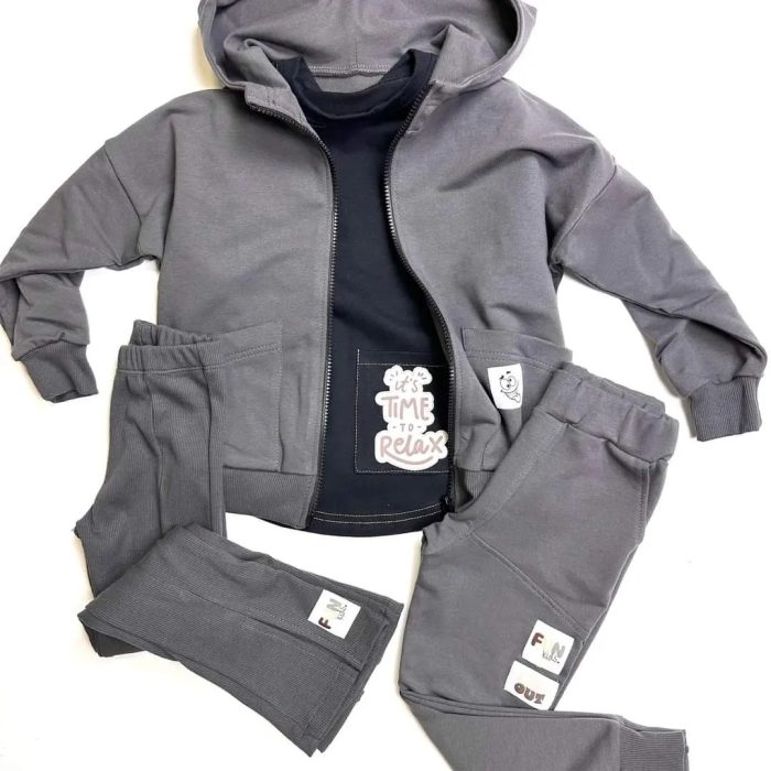 Legginsy prążek z rozcięciem Grey FUNkids - obrazek 3