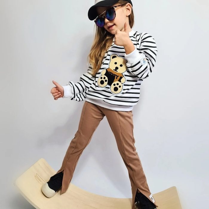 Legginsy dzwony prążek Camel FUNkids