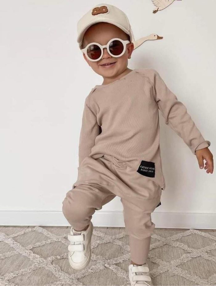 Bluzka/longsleeve prążek BEŻ LITTLE STAR