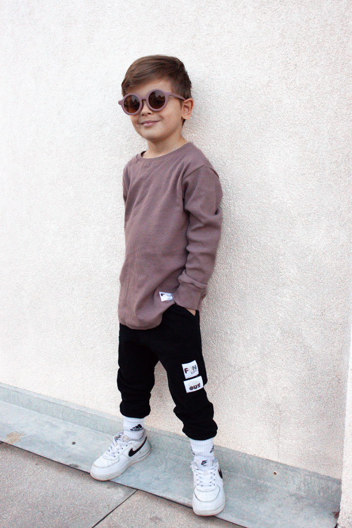 Bluzka/Long prążek basic COFFE FUNkids