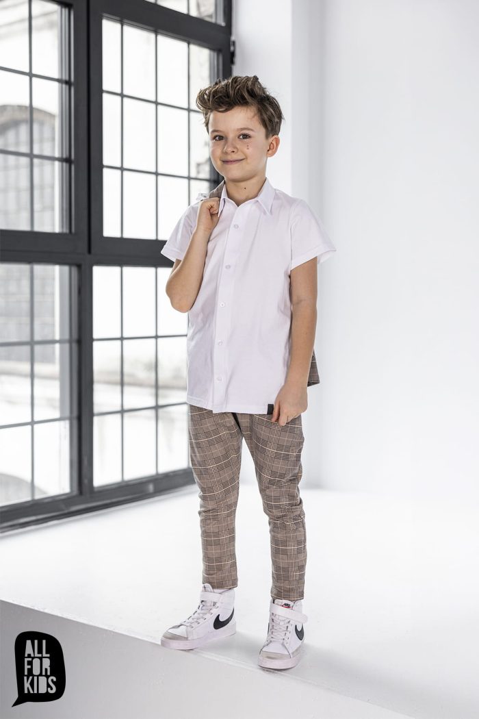Koszulka z kołnierzykiem BIAŁA All For Kids - obrazek 2