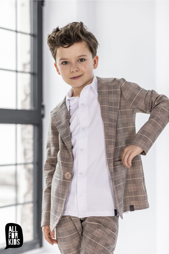 Koszulka z kołnierzykiem BIAŁA All For Kids - obrazek 3
