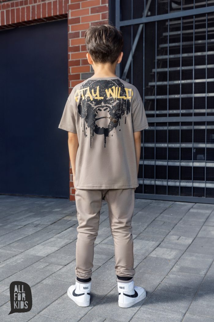 T-shirt BEŻOWY STAY WILD All For Kids - obrazek 2