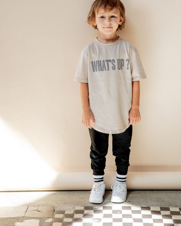 T-shirt WHAT`S UP? BEŻOWY FUNKids