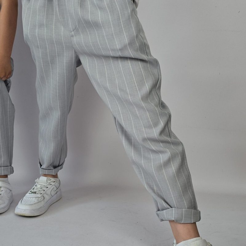 Spodnie w paski SZARE LNIANE Urban Brand
