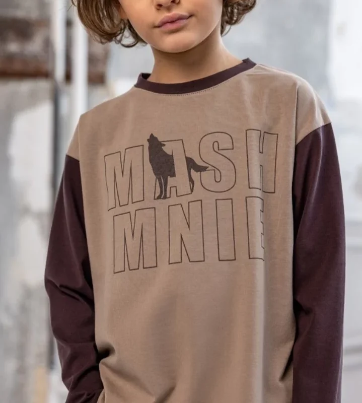Longsleeve BRĄZOWO/BEŻOWY mashMNIE