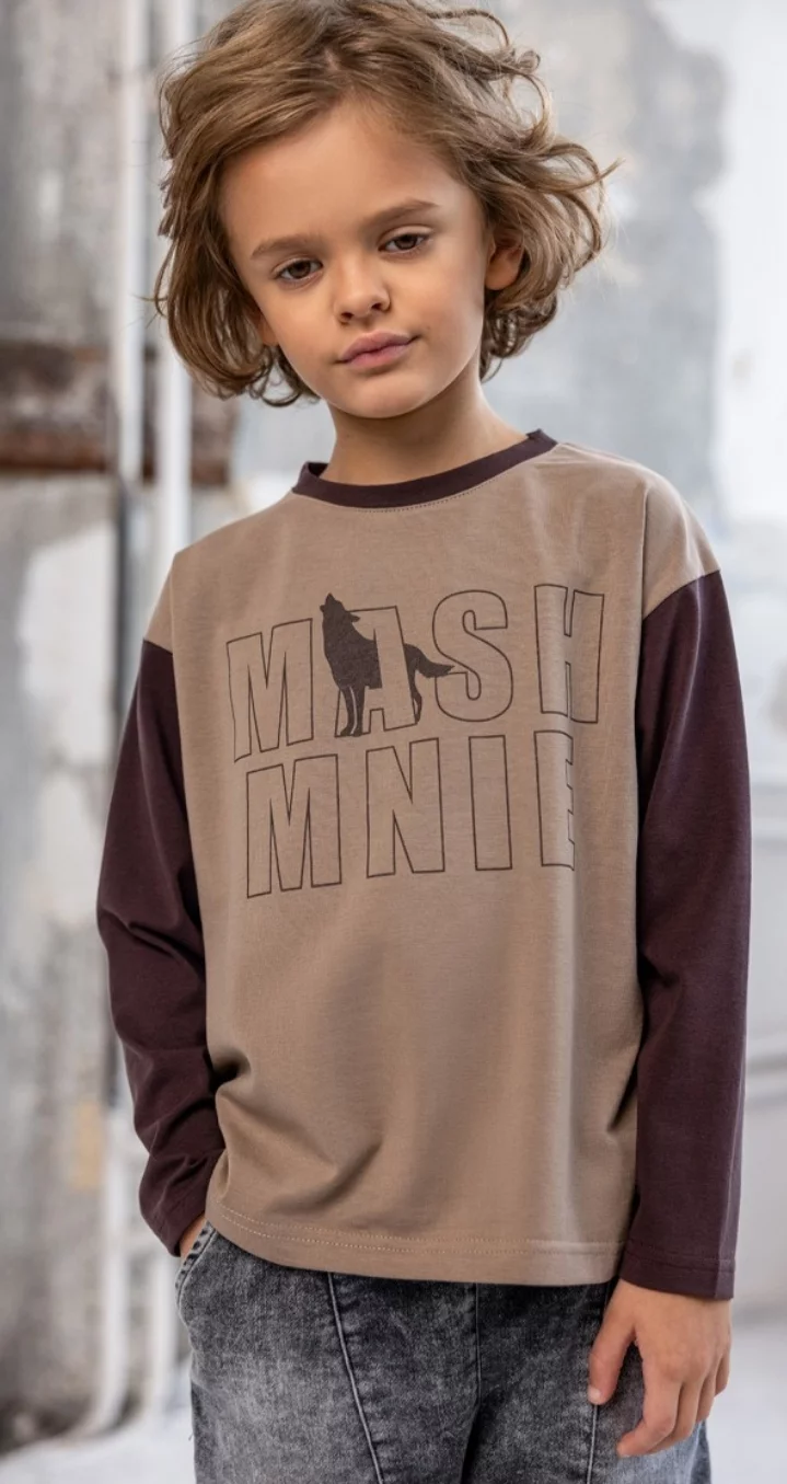 Longsleeve BRĄZOWO/BEŻOWY mashMNIE