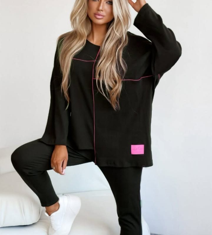 Komplet PINK CZARNY LAKI