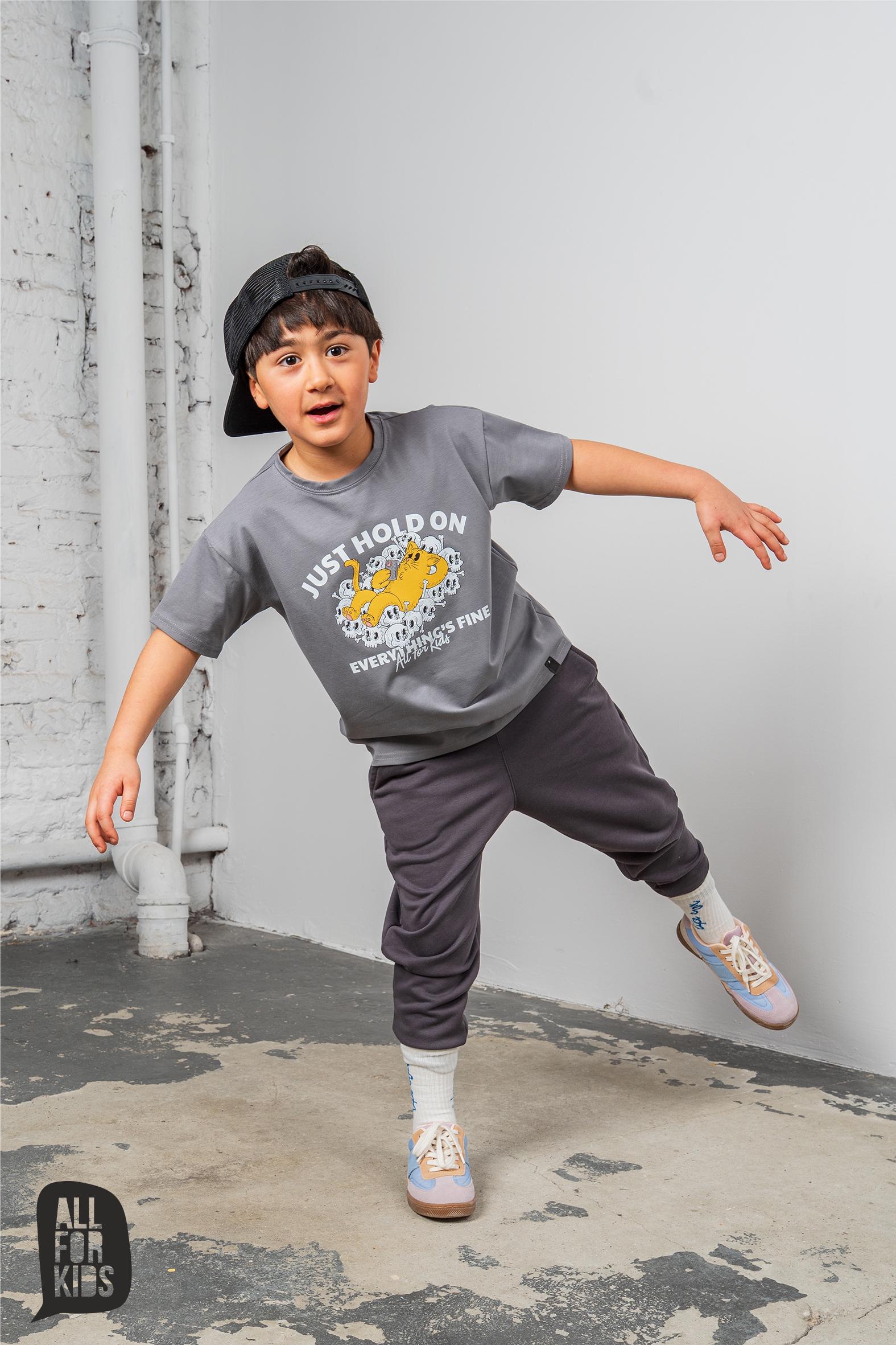 Spodnie JOGGERY SZARE All For Kids - obrazek 2